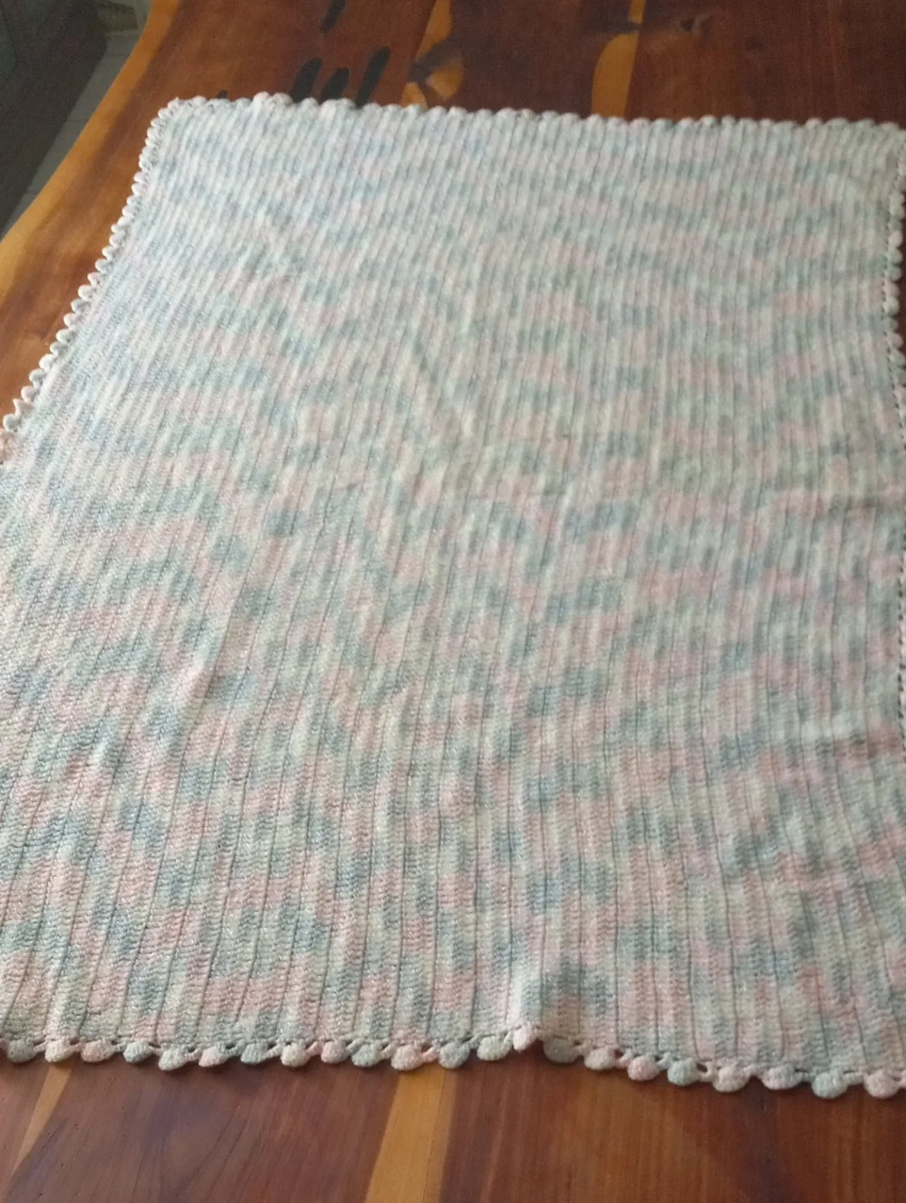Vintage Handmade Crochet Baby Blanket Afghan - Pastel Multi-Color Striped